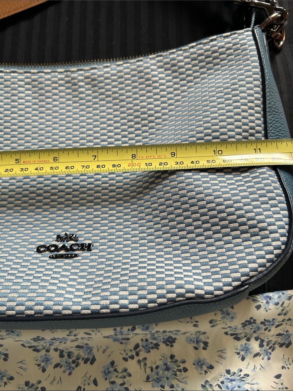 Coach Blue and Tan Woven Shoulder Bag - Picture 3 of 4